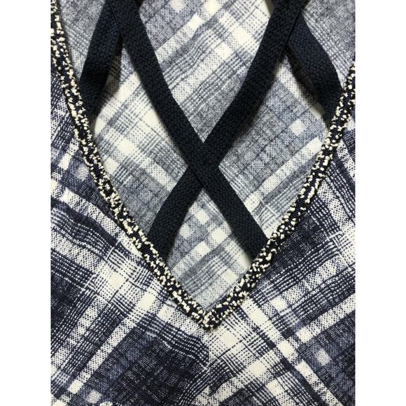 Plaid Dress Long Sleeve Fit and Flare Black White Casual Mini Small‎ - Picture 8 of 12